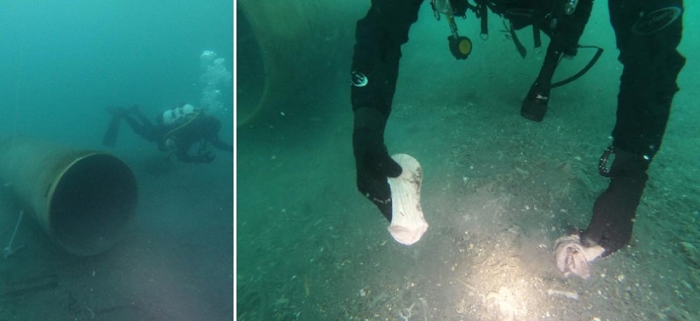 Assorbenti e scarichi di fogna dallo scolmatore nel lago di Garda
